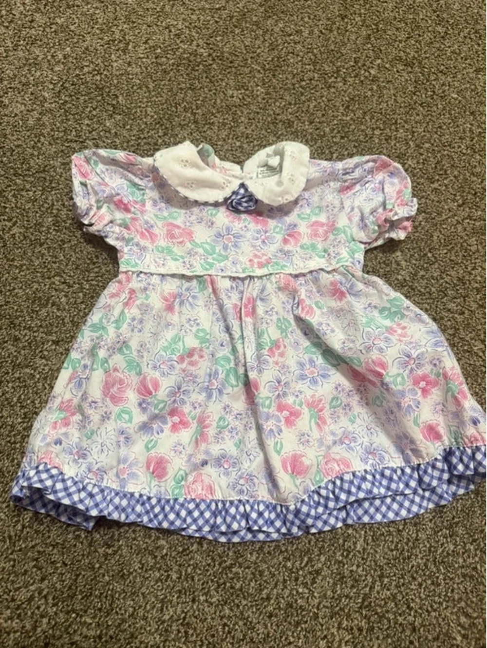 Vintage Alison Ann Girls Floral Smocked Collar Dress 18 Months